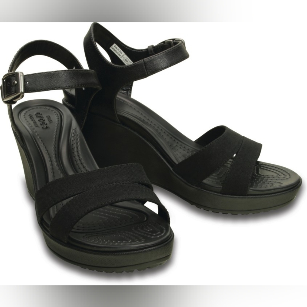 Crocs leigh II ankle strap wedge heels